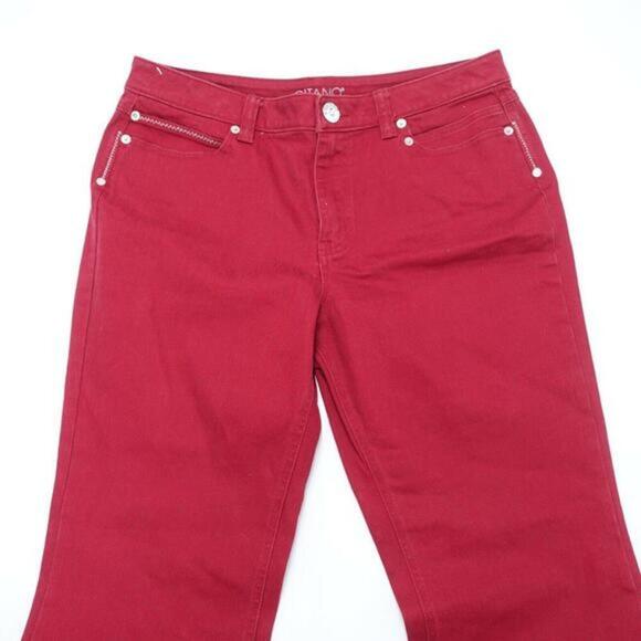 Gitano Jeans Women's‎ 16 Red Denim Cotton Stretch Relaxed Fit Straight Leg - Picture 3 of 7